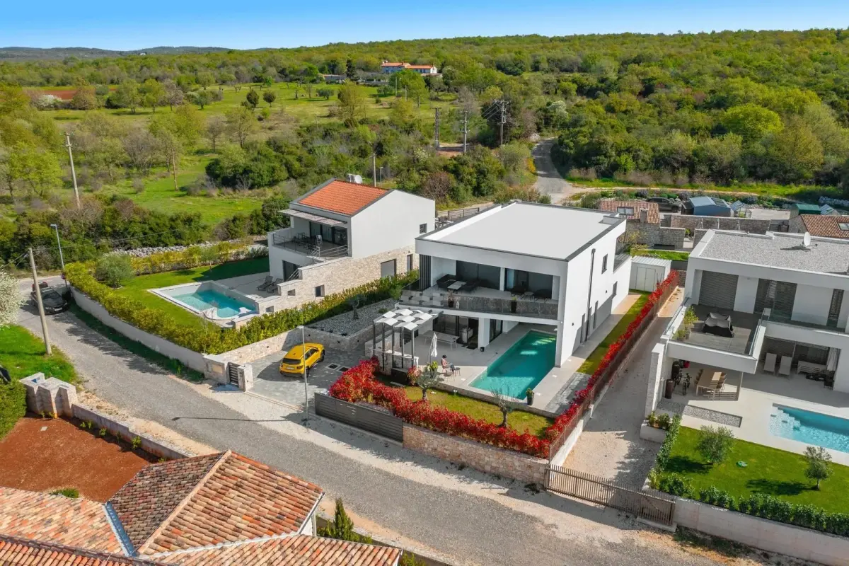 Locatie van Villa BB in Čubani bij Bale Luchtfoto van Villa BB bij Bale